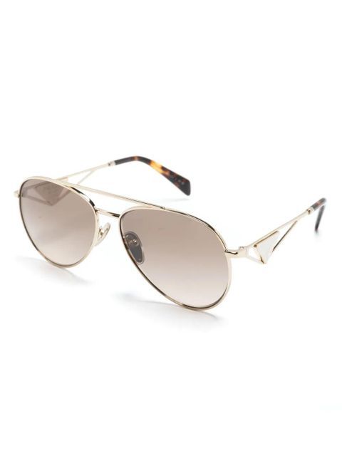 Prada Eyewear enamel-triangle pilot-frame sunglasses - Gold