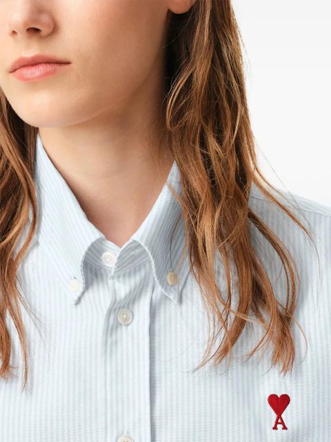 AMI Paris Ami De Coeur button-down cotton shirt - Blue