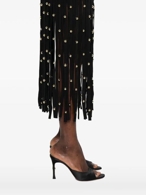 Simkhai fringed-hem embellished midi dress - Black