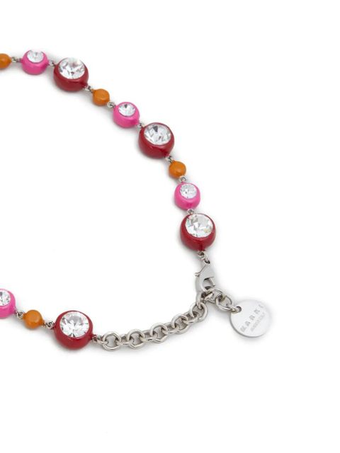 Marni rhinestone-embellished beaded necklace - Silver