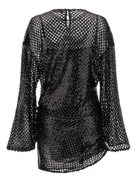The Attico sequinned-mesh mini dress - Black