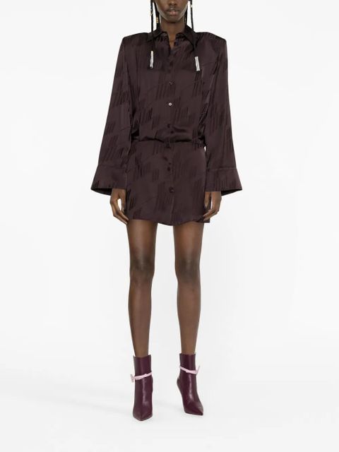 The Attico logo-print satin shirtdress - Brown