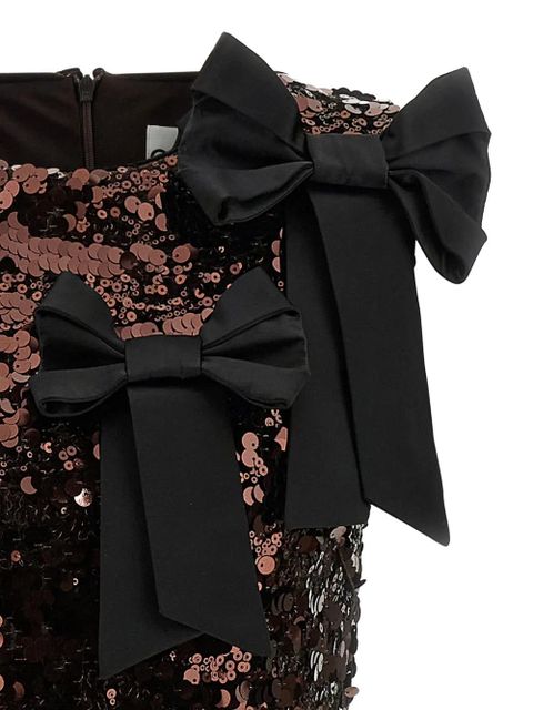 GANNI sequins bow midi dress - Brown