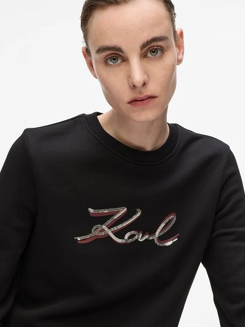 Karl Lagerfeld bluza damska kolor czarny z aplikacją A4W20041