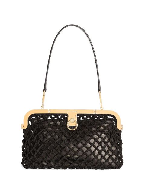 Dolce & Gabbana Amanda handbag in mesh and palmellato calfskin - Black - zdjęcie produktu nr 1