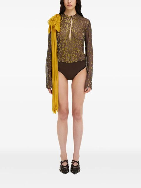 Ferragamo body with flower sash detail - Brown