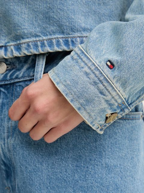 Tommy Hilfiger kurtka jeansowa kolor niebieski przejściowa WW0WW46740