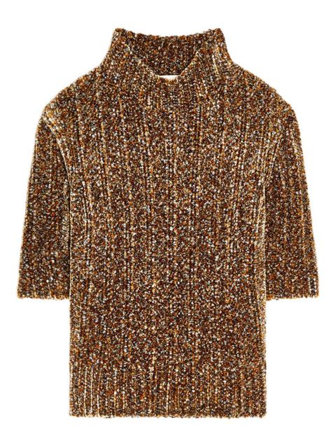 DRIES VAN NOTEN short-sleeved high-neck sweater - Yellow - zdjęcie produktu nr 1