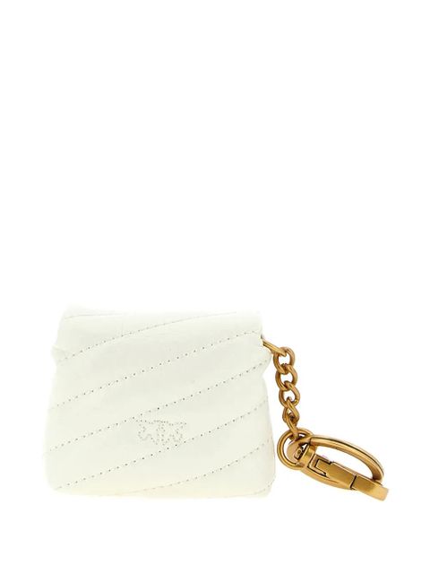 PINKO shiny quilted leather airpods case - White