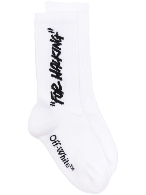 Off-White Quote ribbed-knit socks