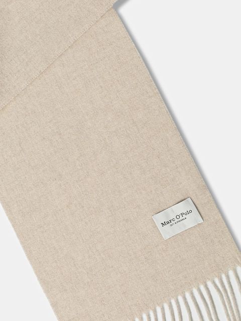 Marc O'Polo szalik wełniany kolor beżowy gładki 508805102065 - zdjęcie produktu nr 2