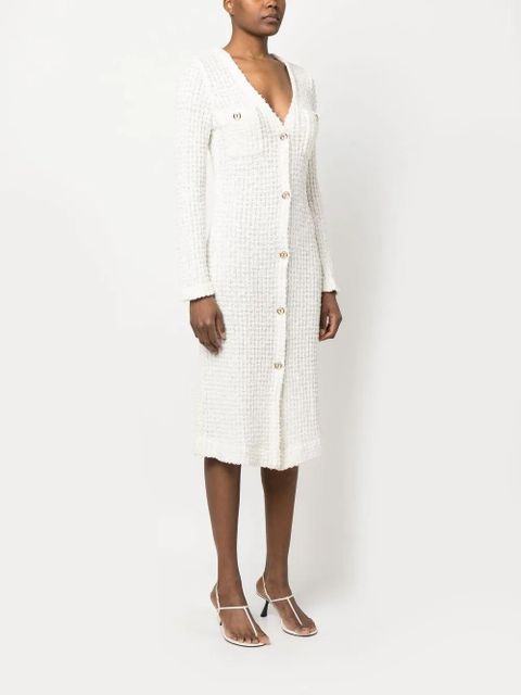 TWINSET bouclé V-neck cardi-dress - White