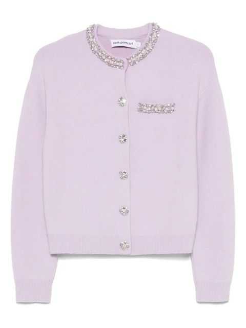 Self-Portrait crystal-embellished cardigan - Purple - zdjęcie produktu nr 1