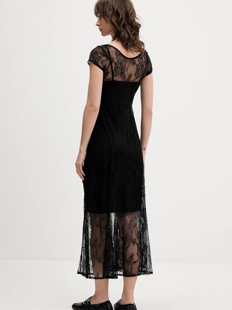 Tommy Jeans sukienka kolor czarny maxi rozkloszowana DW0DW21507