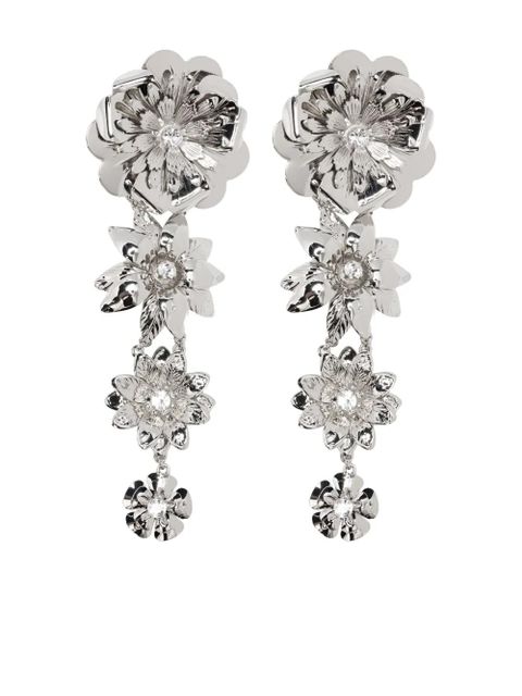 Blumarine flower-embellished drop earrings - Silver
