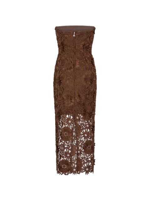 ROTATE BIRGER CHRISTENSEN 3D lace midi dress - Brown