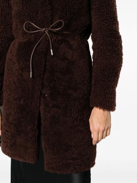 Yves Salomon belted shearling coat - Red