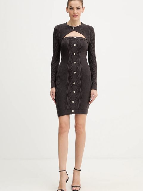 Guess sukienka DAPHNE kolor szary mini dopasowana W5BK61 Z2ZK2 - zdjęcie produktu nr 2