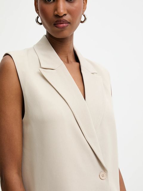 Answear.LAB kamizelka kolor beżowy dwurzędowa