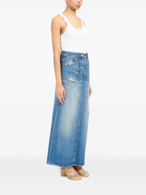 MM6 Maison Margiela logo-patch midi skirt - Blue