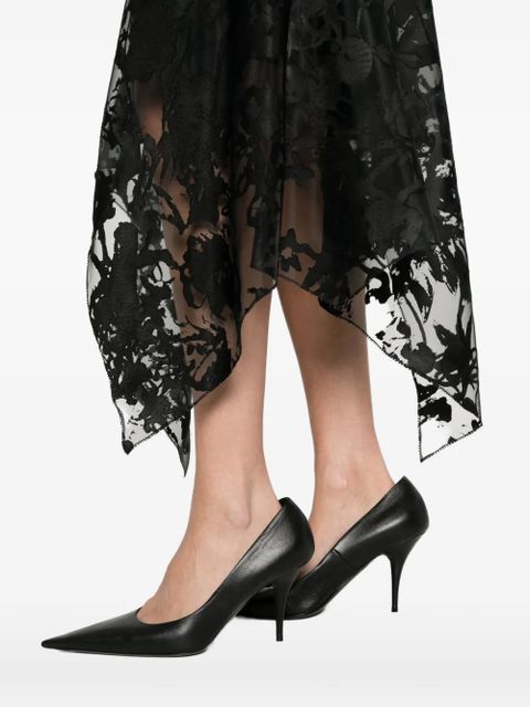 Alexander McQueen flower devoré asymmetric skirt - Black