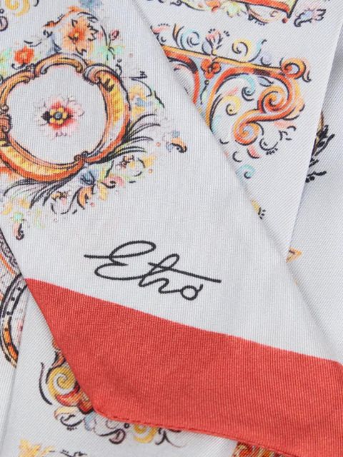 ETRO logo paisley silk scarf - White