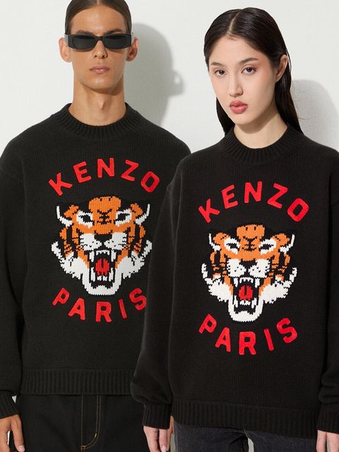 Kenzo sweter wełniany Rws Lucky Tiger Jumper kolor czarny ciepły FE68PU4773LH.99J - zdjęcie produktu nr 1