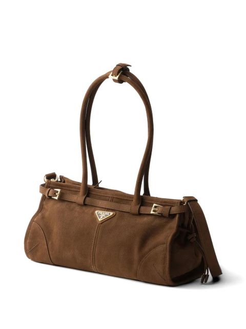 Prada Bonnie medium nubuck leather handbag - Brown