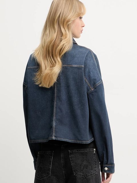 Guess kurtka koszulowa WESTERN kolor granatowy przejściowa oversize W5YN90 D0213