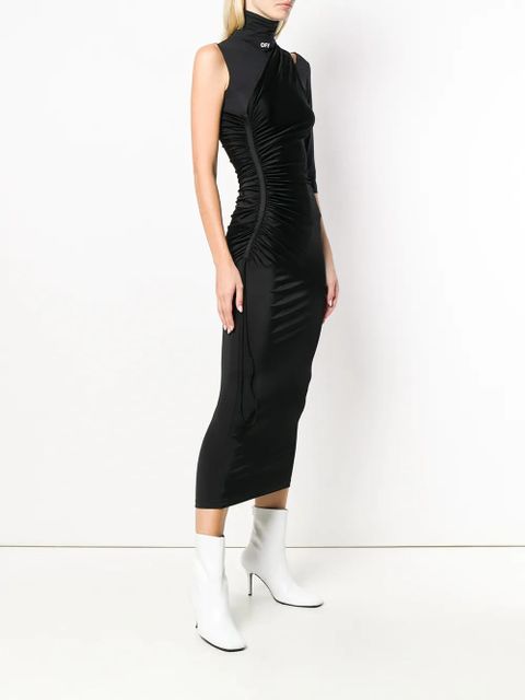 Off-White asymmetric-sleeve midi dress - Black