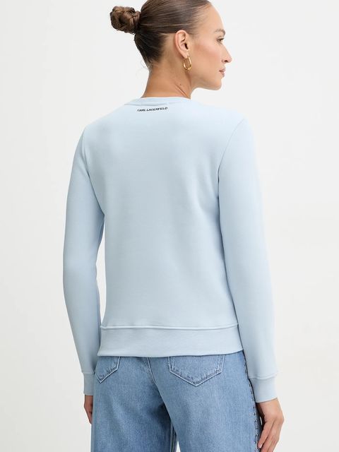 Karl Lagerfeld bluza damska kolor niebieski z nadrukiem A4W20043