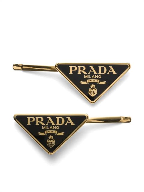 Prada triangle-logo hair clips (set of two) - Gold - zdjęcie produktu nr 1
