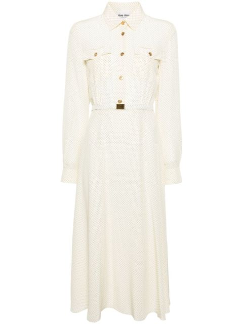 Miu Miu micro-dot crepe midi dress - Neutrals - zdjęcie produktu nr 1
