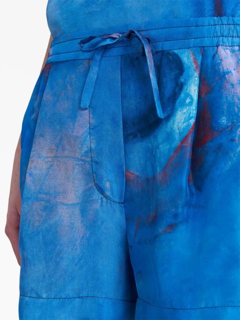 Marni drawstring-waist silk shorts - Blue