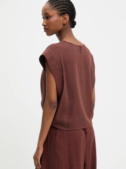 Answear.LAB komplet z lnem damski kolor brązowy