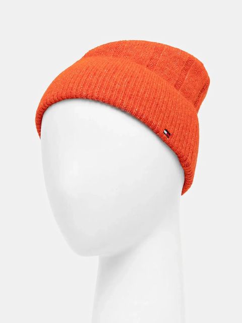 Tommy Hilfiger czapka z dodatkiem wełny kolor pomarańczowy AW0AW17779 - zdjęcie produktu nr 2