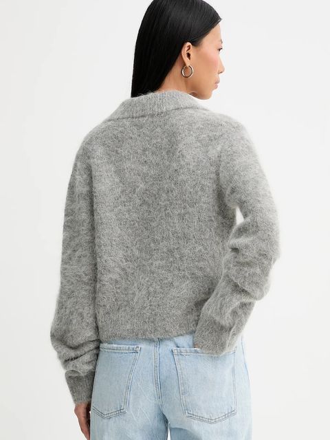 MUNTHE kardigan z dodatkiem wełny ROXAS damski kolor szary 254160225470