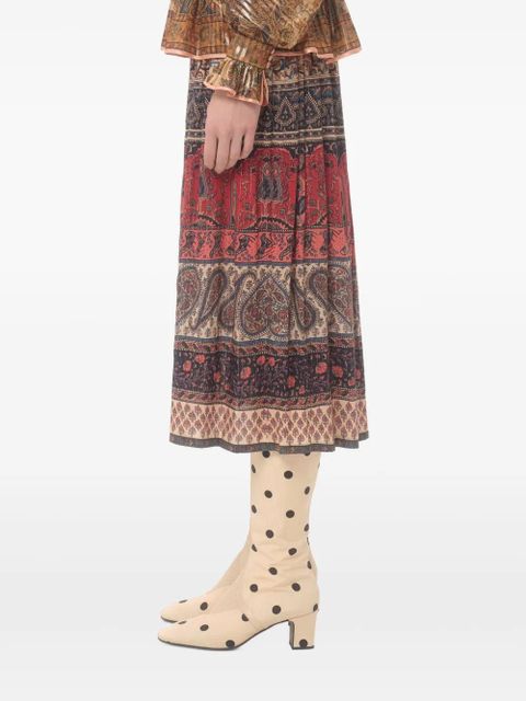 Valentino Garavani Voyage Imaginaire-print muslin midi skirt - Neutrals