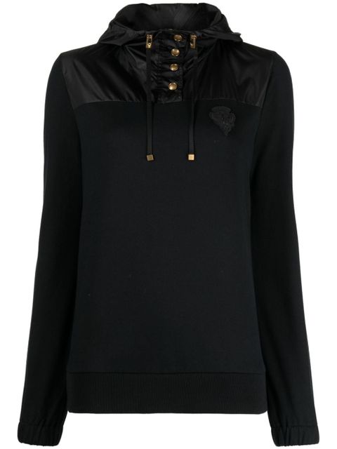 Gucci crest-appliqué panelled hoodie - Black