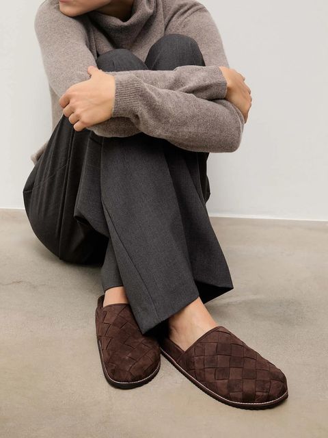 Answear.LAB kapcie zamszowe kolor brązowy - zdjęcie produktu nr 1