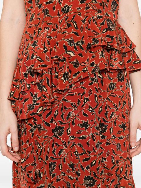Ulla Johnson Amaia ruffled floral midi dress - Red