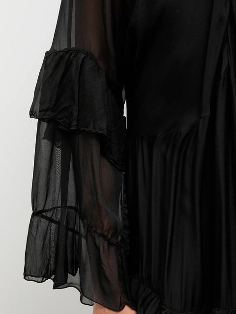 Answear.LAB sukienka z jedwabiem kolor czarny maxi prosta