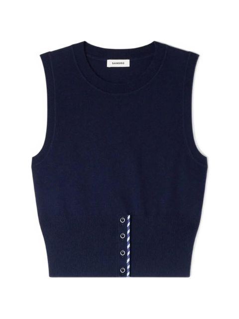 SANDRO cropped striped knit top - Blue - zdjęcie produktu nr 1