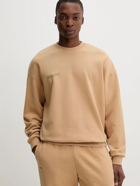 Pangaia bluza bawełniana kolor beżowy z nadrukiem 10000183