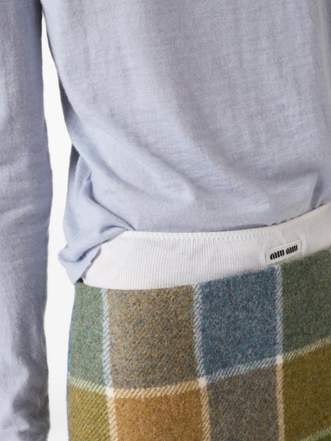 Miu Miu three-button logo-detail long-sleeved T-shirt - Blue