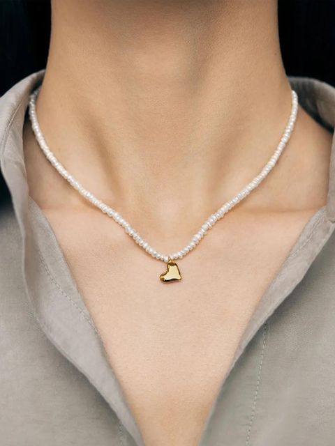 Monica Vinader Heart Mini Pearl necklace - Gold - zdjęcie produktu nr 2