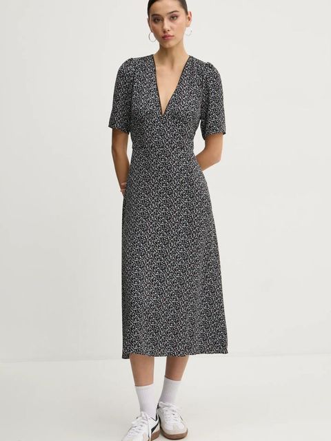 Tommy Jeans sukienka kolor czarny midi rozkloszowana DW0DW20450 - zdjęcie produktu nr 1