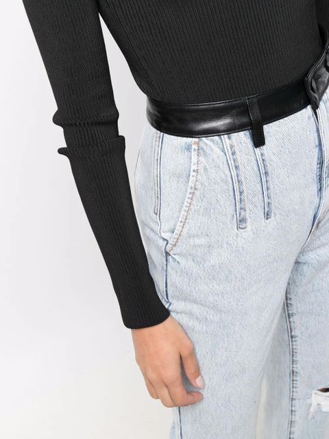Alexander Wang pebble bleach-wash high-waist jeans - Blue