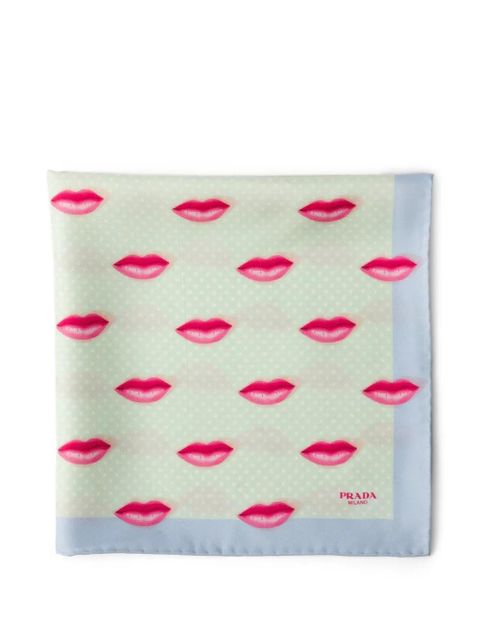 Prada printed silk twill scarf 55 x 55 cm - Green - zdjęcie produktu nr 1