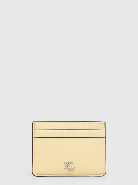 Lauren Ralph Lauren etui na karty skórzane kolor żółty